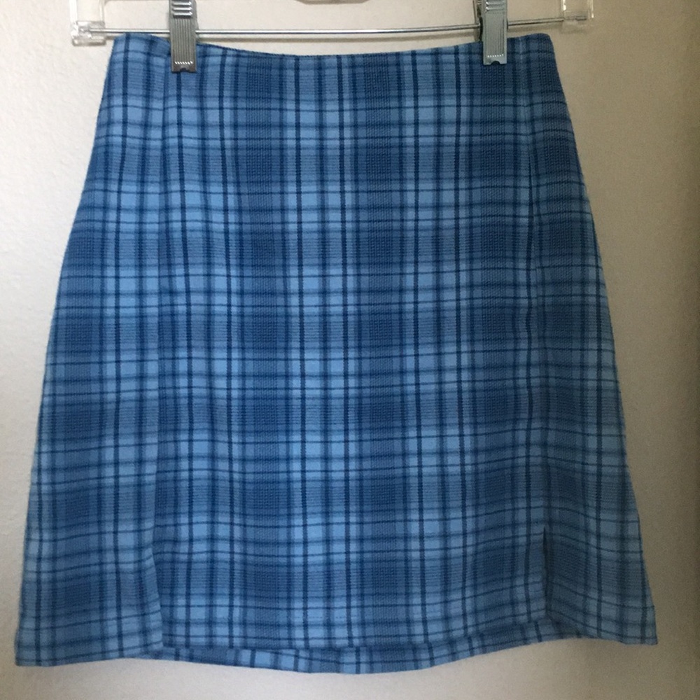 blue plaid brandy melville skirt